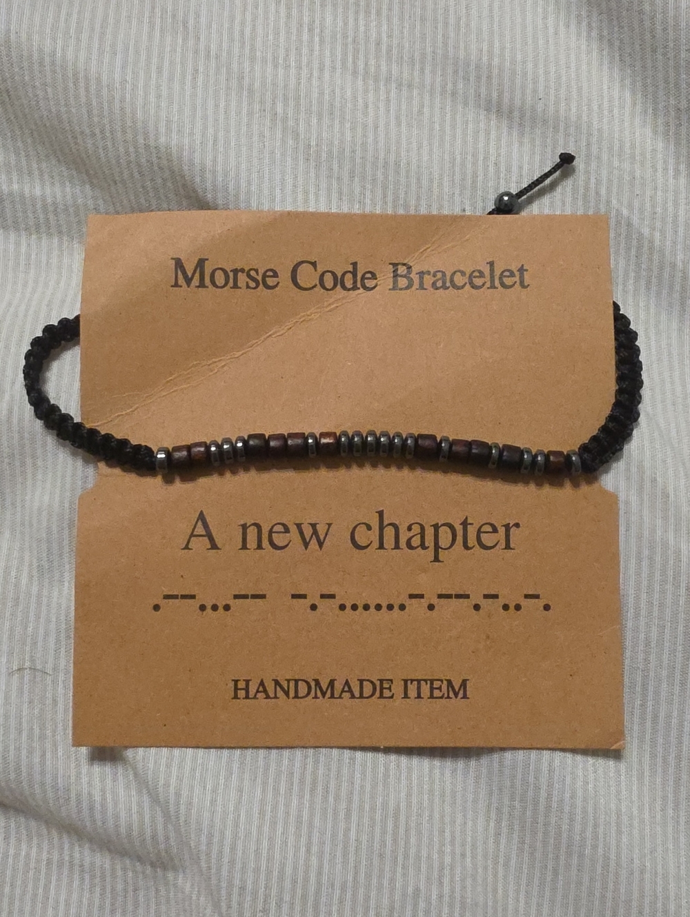 Handmade Black Morse Code Bracelet — "A New Chapter"